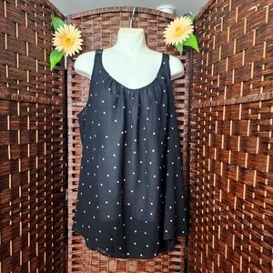 Lane Bryant tank blouse color black Whith white spots